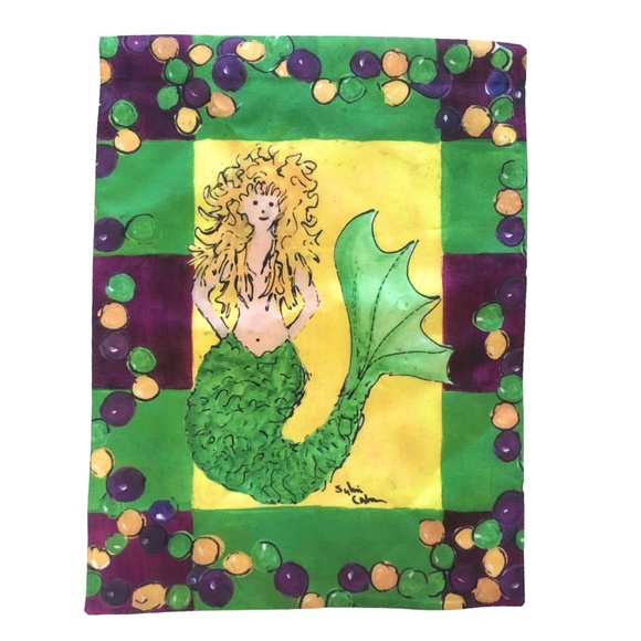 NWOT Caroline's Treasure Mardi Gras Mermaid & Beads Garden Flag - Picture 1 of 2